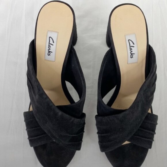 EUC Clark's Amali Primrose Black Suede Sandals Size 8-8.5 - Picture 4 of 7
